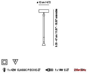 Светильник Bover EXTENSIBLE 20/30/40/50/100 CM Светильник Bover EXTENSIBLE 20/30/40/50/100 CM