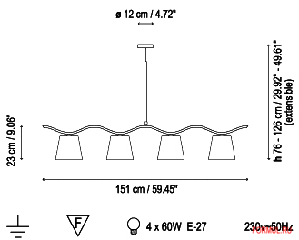 ���������� Bover ONA 4 LUCES SUSPENSION