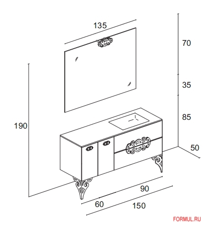 Комплект мебели для ванной Eurolegno Glamour 04 Комплект мебели для ванной Eurolegno Glamour 04